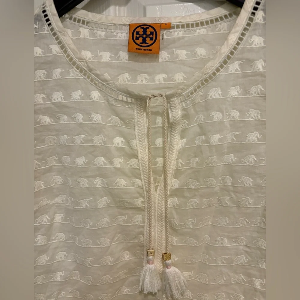 Tory Burch Cream Textured Women's Top - Picture 2 of 3